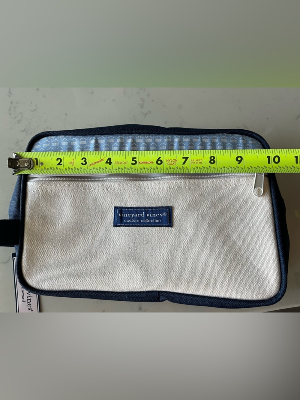 Vineyard Vines Navy Trim Canvas Pouch with Cream Front - Picture 5 of 7